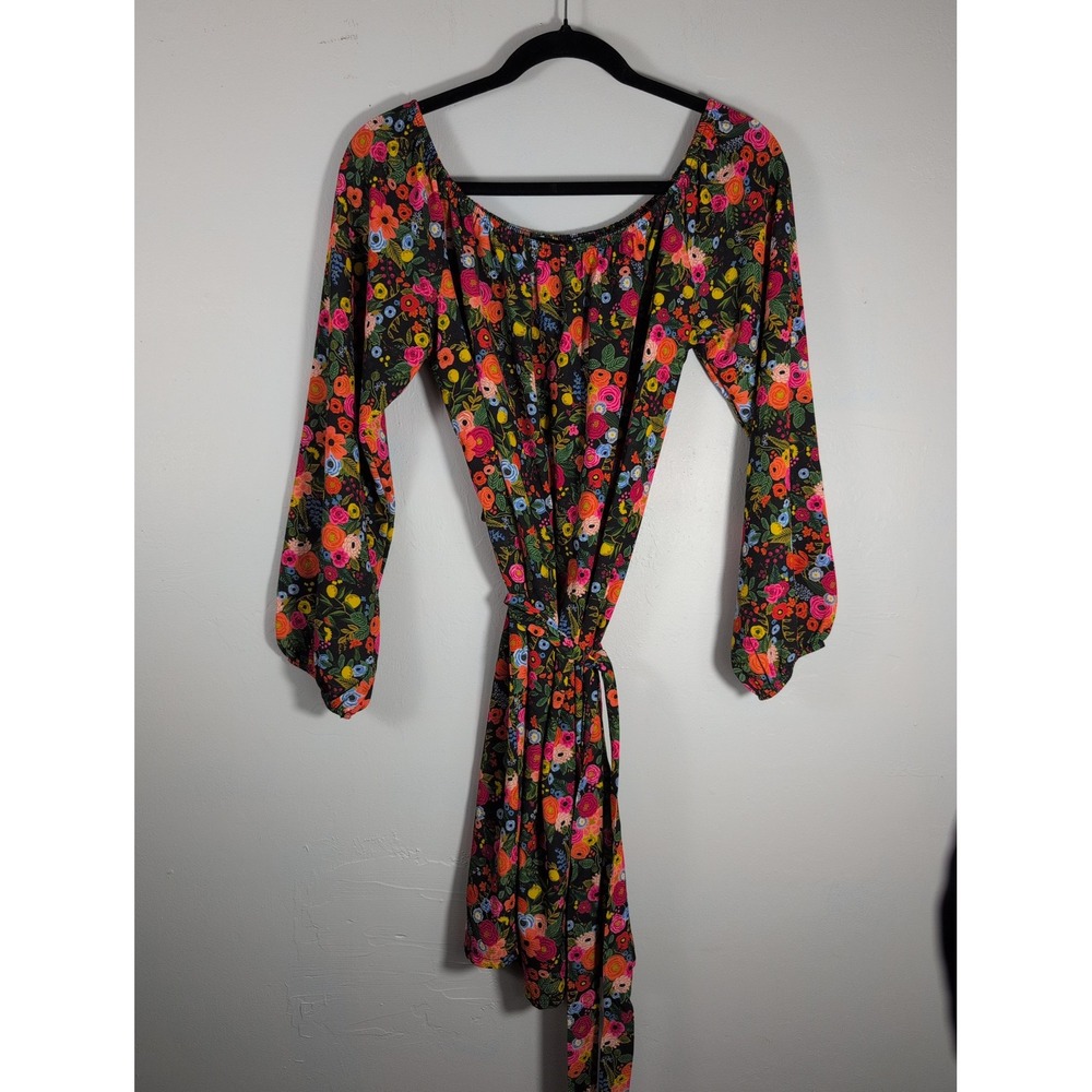 Boohoo Boho style dress floral off the shoulder size 12